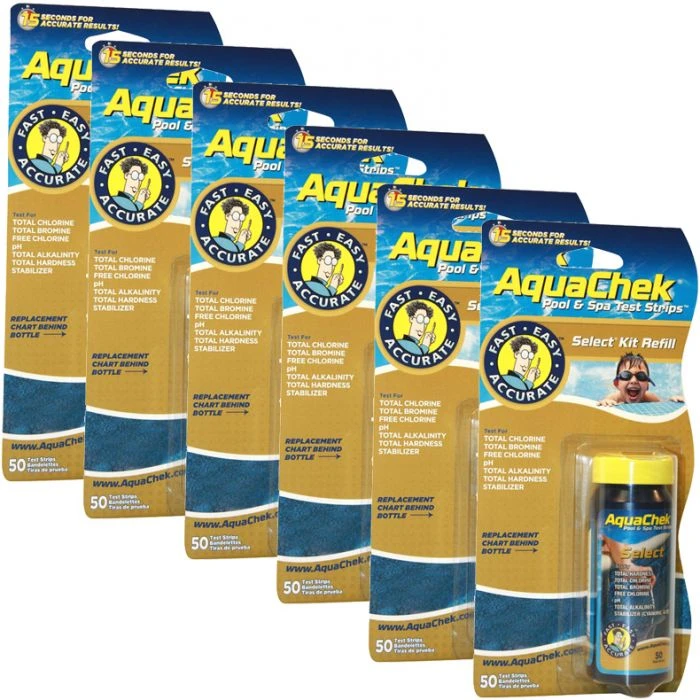 AquaChek Select Refill (50) For Free Chlorine, Total Chlorine, Total Bromine, Total Alkalinity, Total Hardness, Cyanuric Acid (Stabilizer) & PH, 6 Pack 1 AquaChek Select Refill (50) For Free Chlorine, Total Chlorine, Total Bromine, Total Alkalinity, Total Hardness, Cyanuric Acid (Stabilizer) & PH, 6 Pack