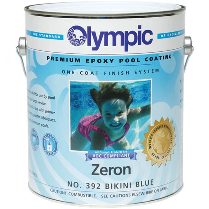 Olympic Zeron Epoxy Pool Coating 1 Gallon, Bikini Blue 1 Olympic Zeron Epoxy Pool Coating 1 Gallon, Bikini Blue