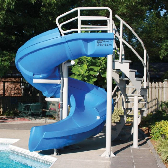 SR Smith Vortex Pool Slide, Full Tube With Staircase, Blue 1 SR Smith Vortex Pool Slide, Full Tube With Staircase, Blue